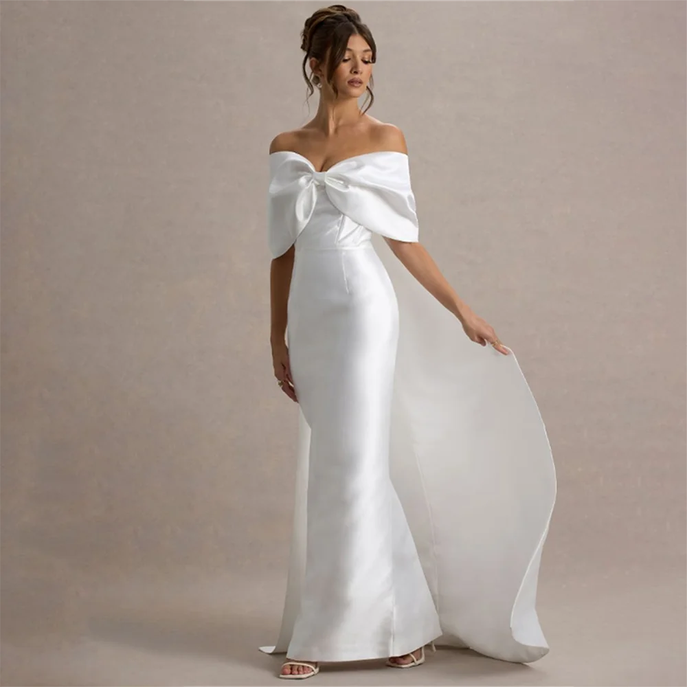 

Elegant Women's Evening Dresses 2025 Prom Dresses Strapless Bowknot Off Shoulder Straight Formal Cocktail Gowns Customized