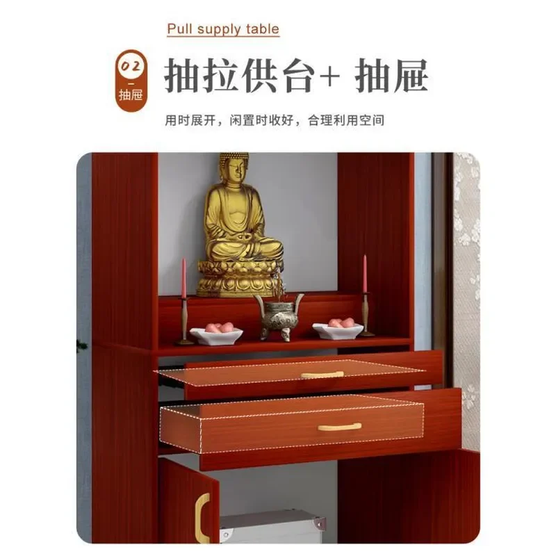 New Chinese Style Buddhist Shrine Cabinet God of Wealth Offering Table Household Incense Case for Buddha Statue Guanyin
