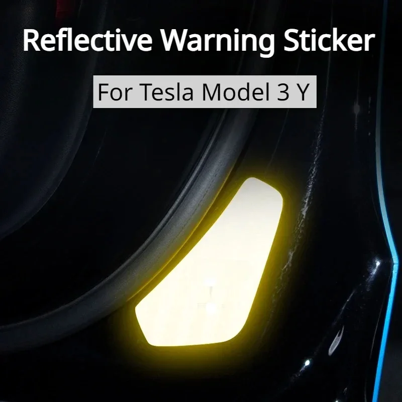 Door Reflective Warning Sticker For Tesla Model 3 Y Accessories Reflectiver Safety Warning Sticker Bright Car Interior