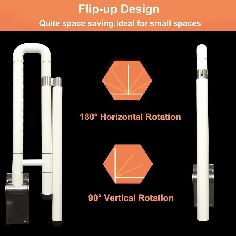 ห้องน้ําพับได้คว้าบาร์ 304 สแตนเลสสตีล Handrails Anti SLIP ห้องน้ําที่นั่งสนับสนุนบาร์ Flip-Up อ่างอาบน้ําคว้าแขน