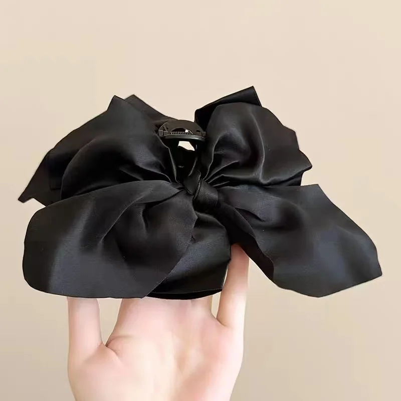 مشبك شعر على شكل فيونكة كبيرة باللونين الأبيض والأسود للنساء، مشبك ذيل حصان أنيق، مشبك شعر للفتيات على الموضة، إكسسوارات للشعر