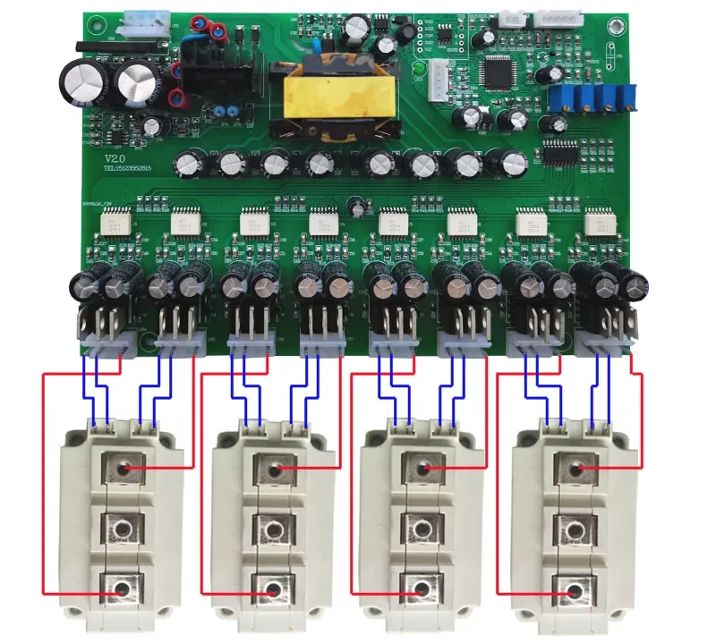 Three-phase four-leg high-power IGBT module driver board