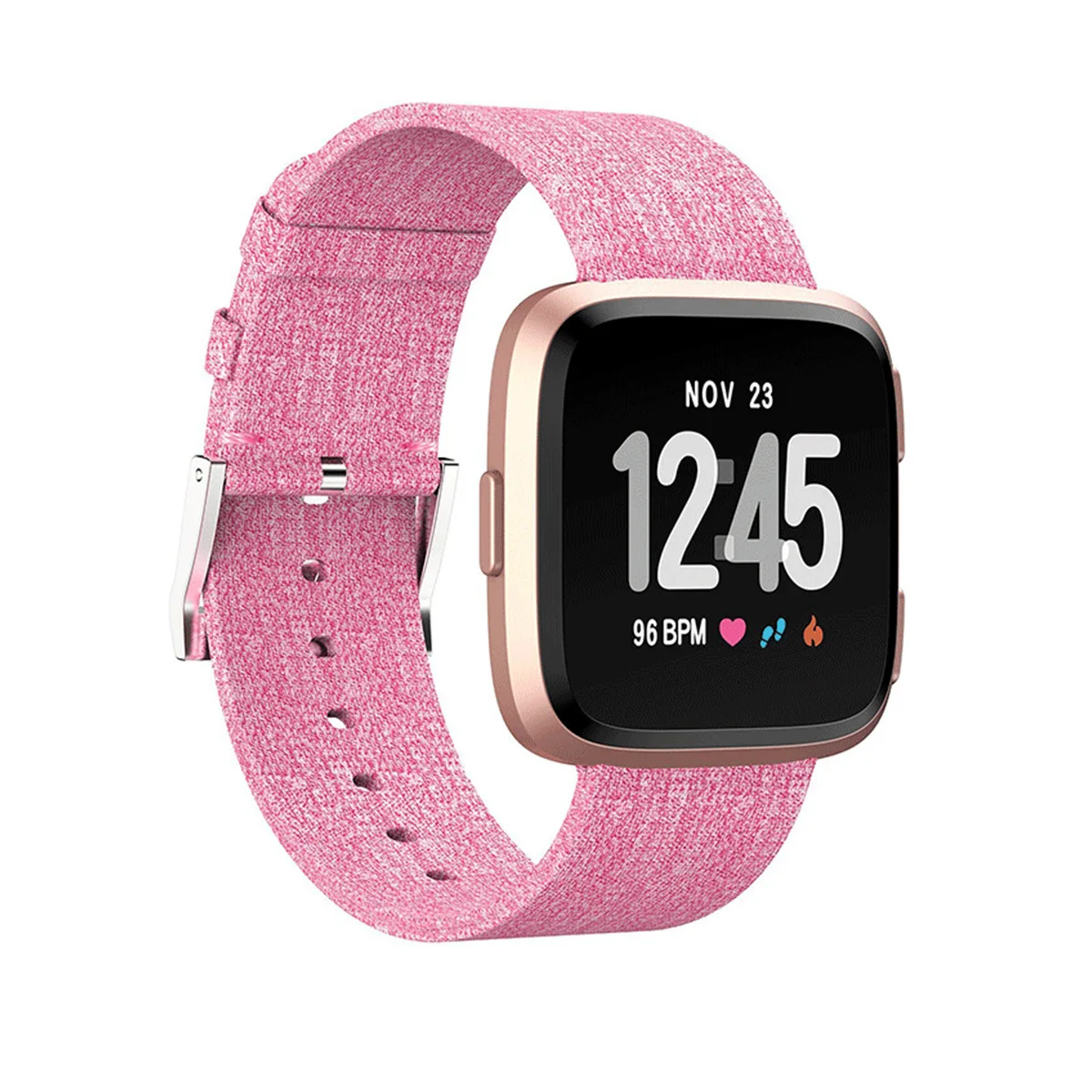 

Delicate Canvas Watch Strap Pink Replacement Strap Compatible for Fitbit Comfortable Durable Smartwatch Band Gift