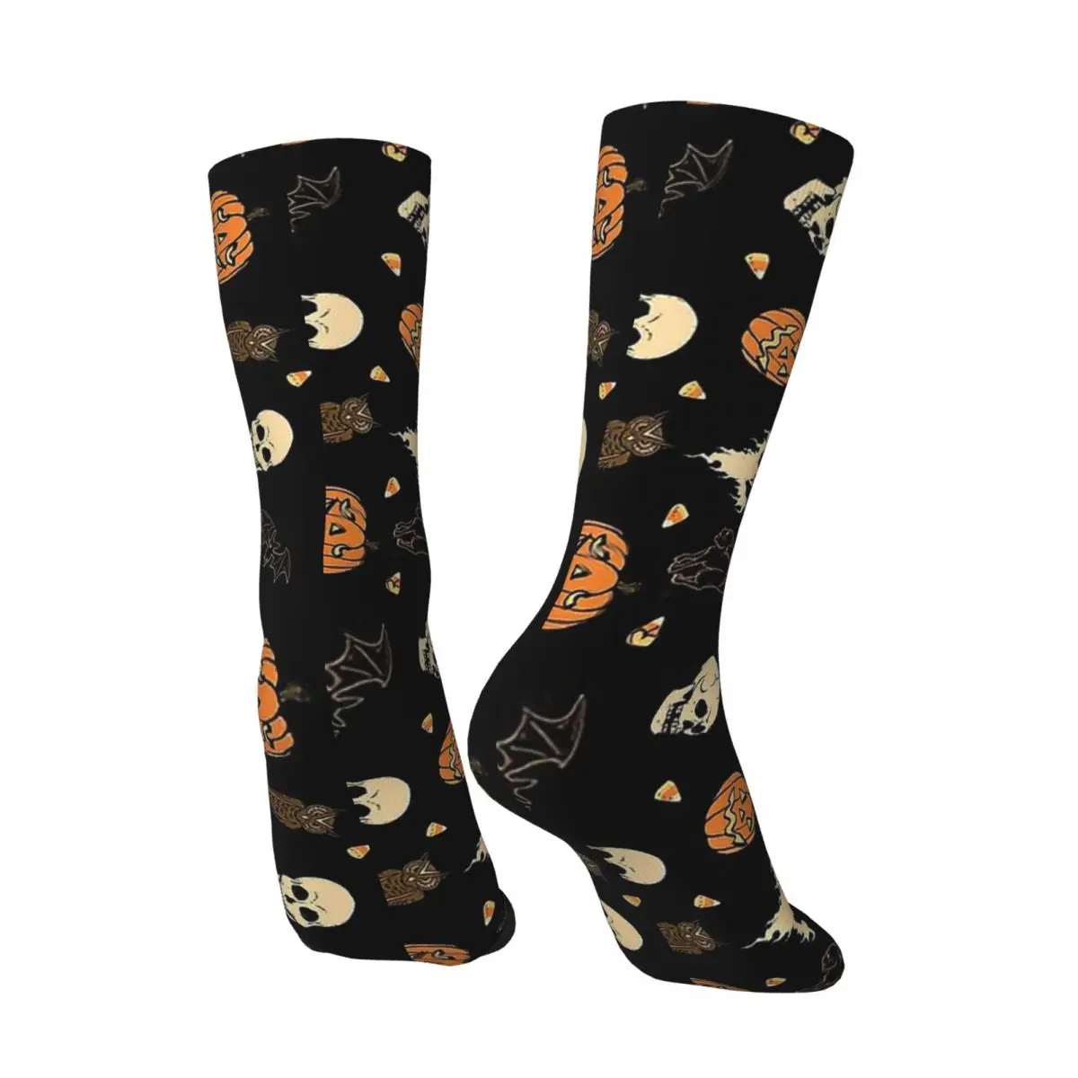 Men's Socks Hallowed Pattern Retro Harajuku Skeleton Skull Bone Hip Hop Novelty Seamless Crew Crazy Sock Gift Printed