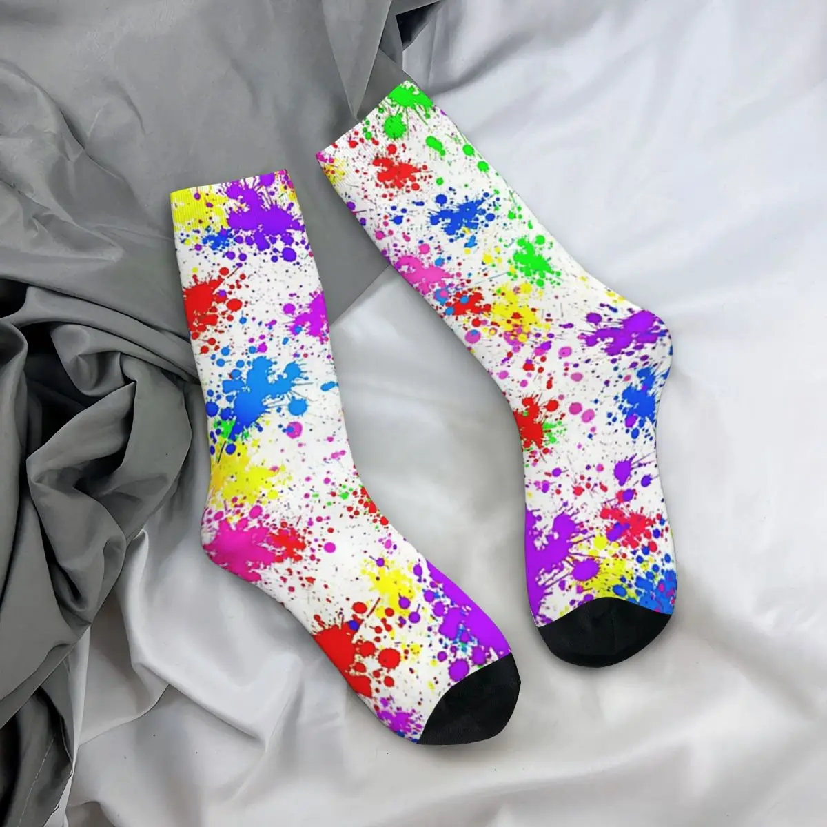 All Seasons Crew Stockings Abstract Colorful Splatter Socks Crazy Hip Hop Long Socks for Men Women Valentine's Day Gifts