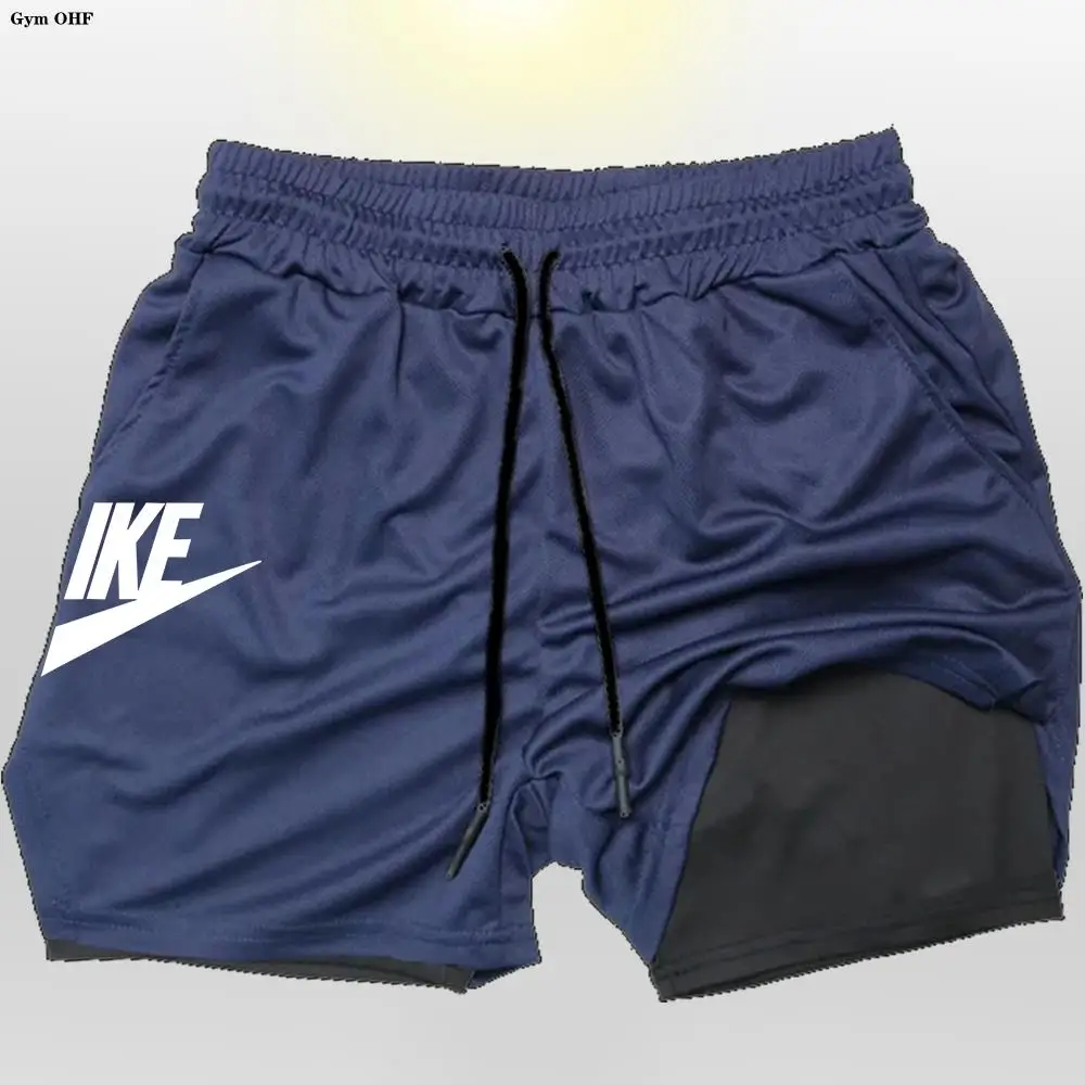 New Sports Shorts Men 2 In 1 Double-Deck Shorts Summer Fitness Sweatpants Jogging Running Shorts Elastic Woven Training shorts