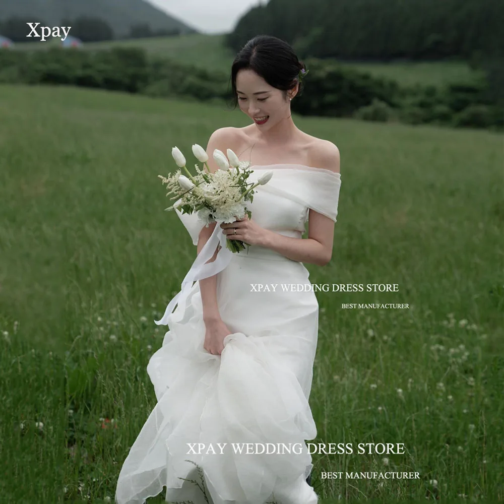 

XPAY Organza Mermaid Korea Wedding Dresses For Women Wedding Photos Shoot Sleeveless Backless Bridal Dress Custom Made Gown