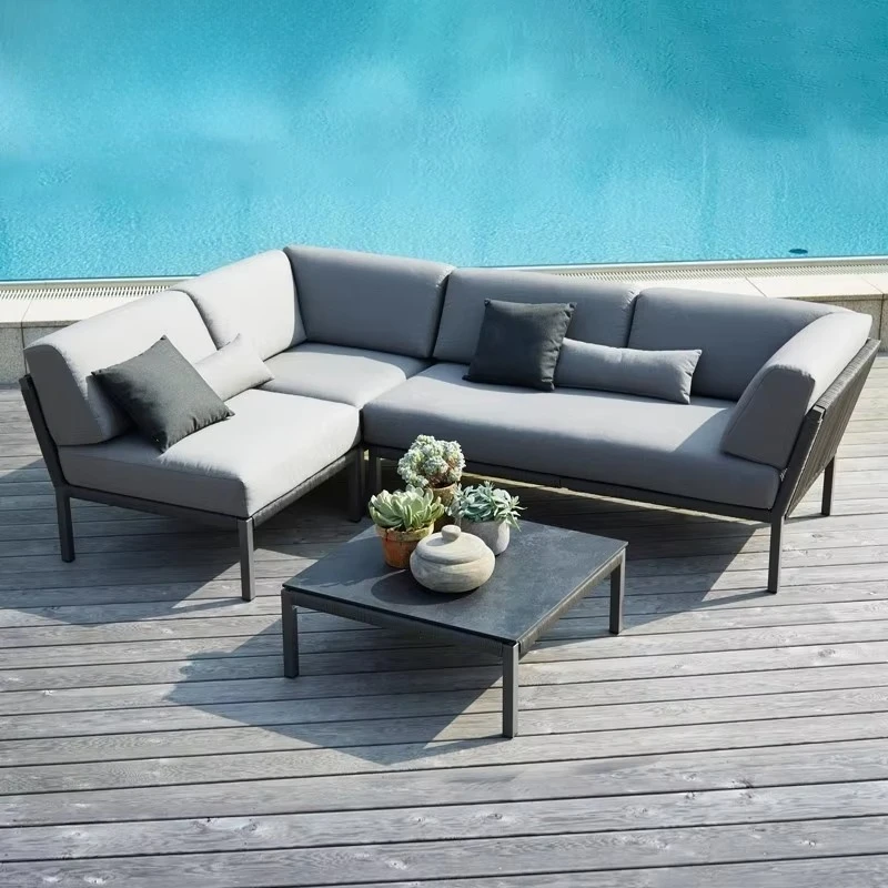 xx-Modern Outdoor Waterproof  Sofa Bed Combination for Patio Terrace Villa Balcony Garden Leisure-Single Double Leisure Bed^