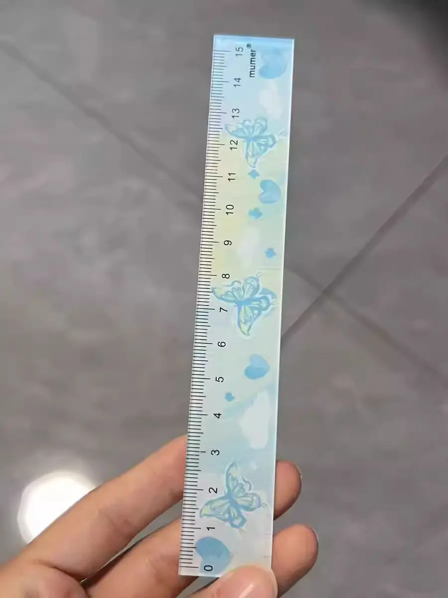 4 in 1 Oil painting butterfly Cartoon Ruler Stationery Set Multifunctional Combination Ruler Ruler Triangle Protractor Drawing