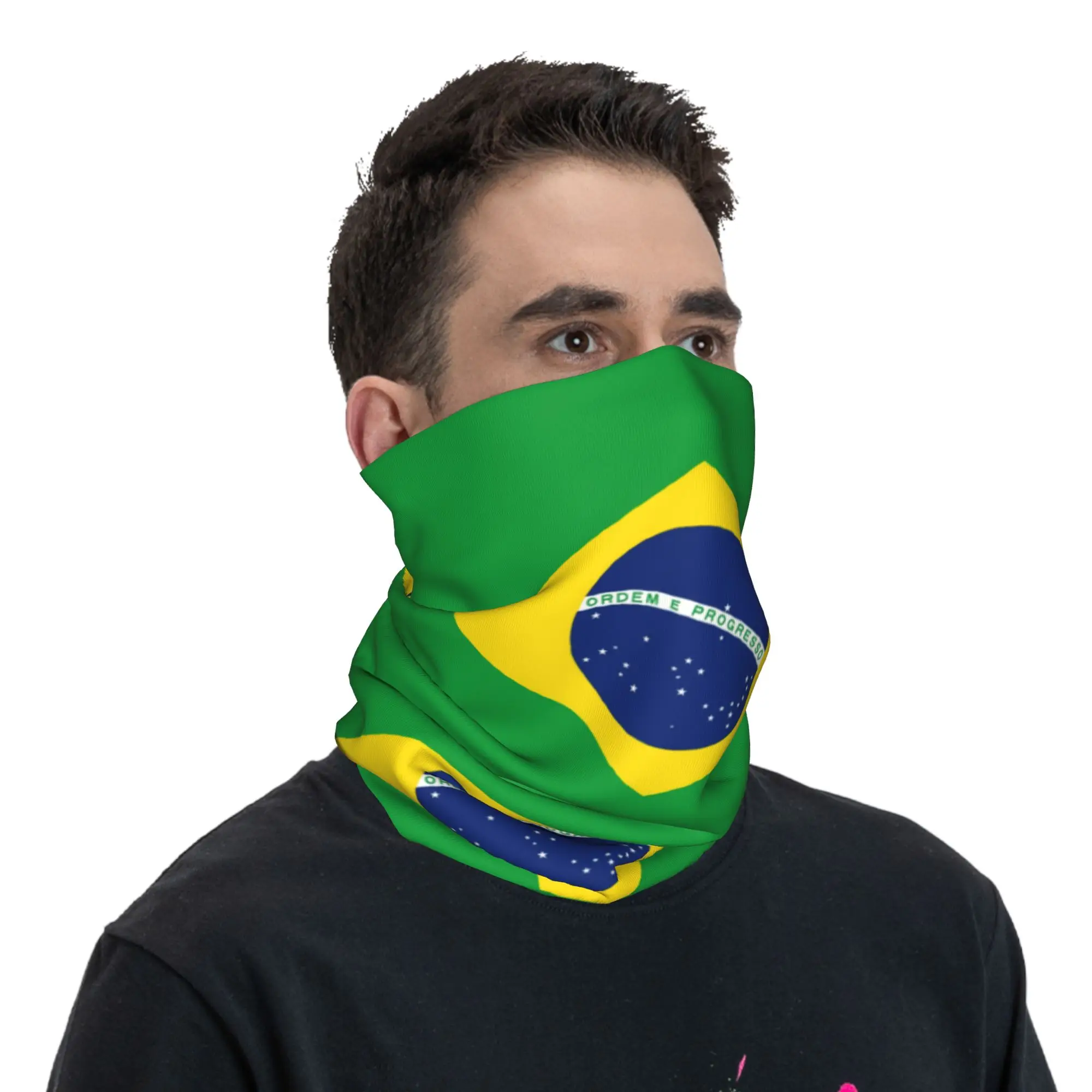 Custom Brazil Flag Bandana Neck Warmer Men Women Winter Ski Tube Scarf Gaiter  Face Cover - view 5