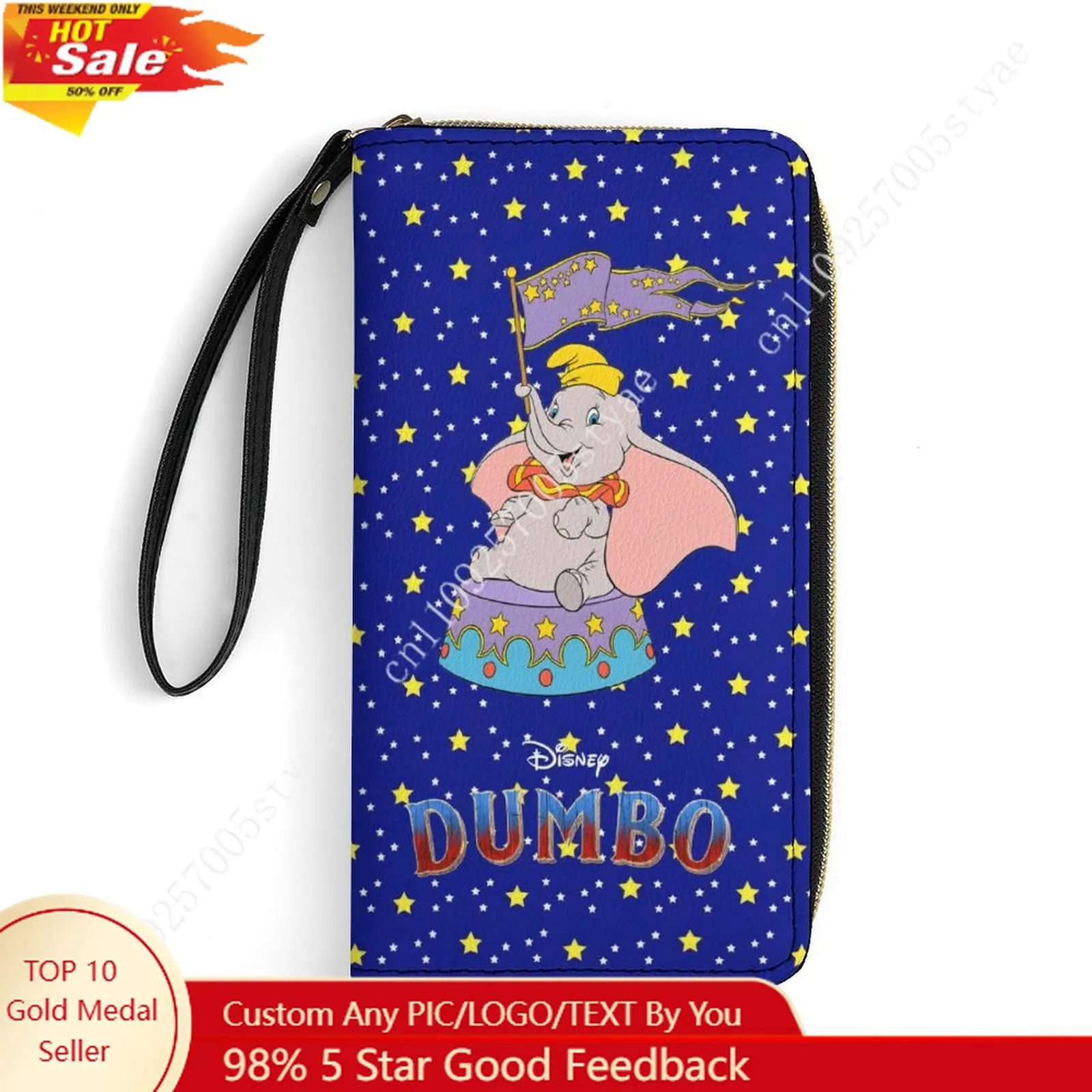 

Dumbo Leather Wallet Disney Licensed Custom Personalized Design Your Pattern Portable Purse Double Sided Print Cosplay