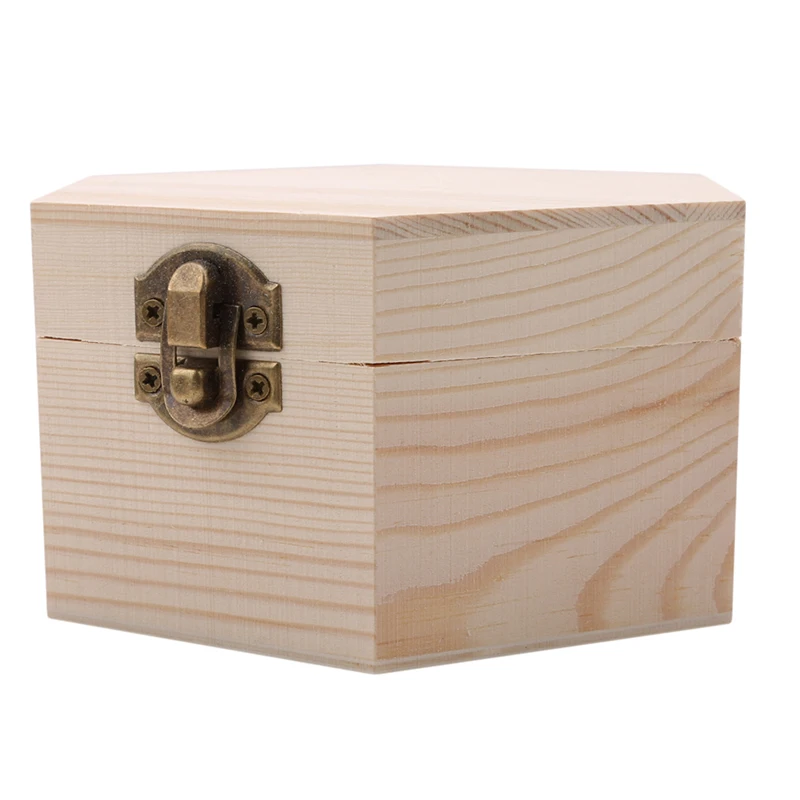 Fashion Gift Box Simple Portable Diy Hexagon Shaped Wood Jewelry Box Wedding Holder Jewelry Display 2023 New