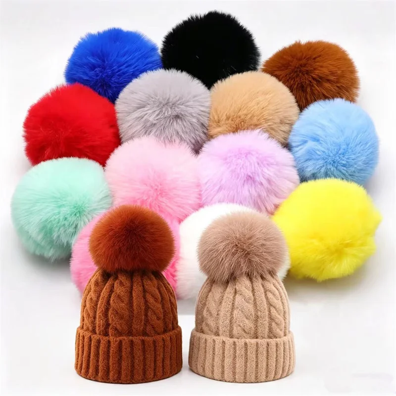 2-25ps Pompom 5cm 6cm 8cm Fluffy Fur Ball Soft Pompon DIY Pompons for Keychain Sewing on Scarf Hats Shoes Apparel Craft Supplies
