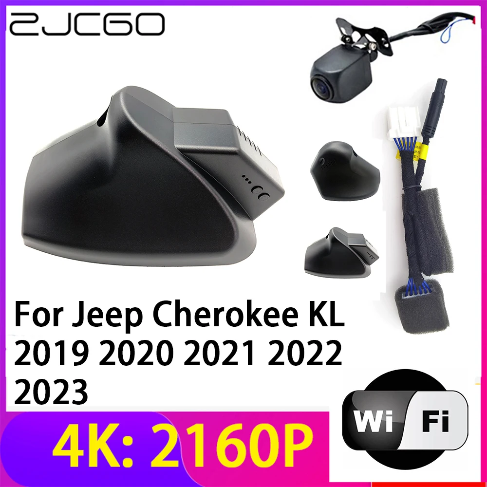 

ZJCGO 4K 2160P Dash Cam Car DVR Camera 2 Lens Recorder Wifi Night Vision for Jeep Cherokee KL 2019 2020 2021 2022 2023