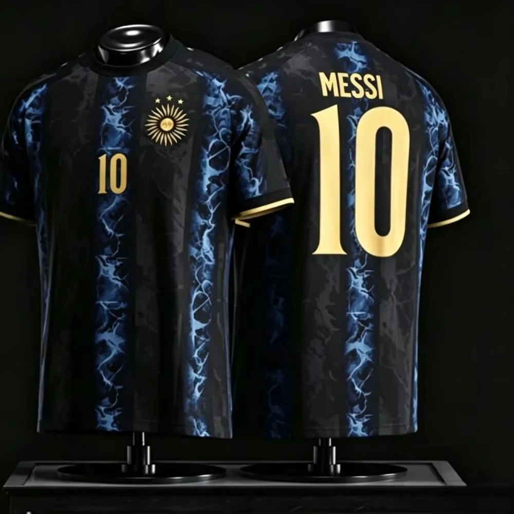 Nouveau Maillot de Foot Homme Argentine Messi 2026 – T-shirt Décontracté Respirant à Séchage Rapide pour Homme, Manches Courtes, Idéal Été