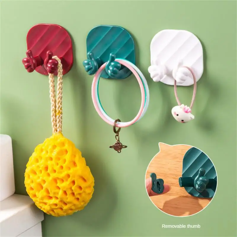 1/2SETS Creative Thumb Wall Hook Hook Multifunction Creative Punch Free Thumb Plug Resin Kitchen Hook Kitchen Gadget Hook