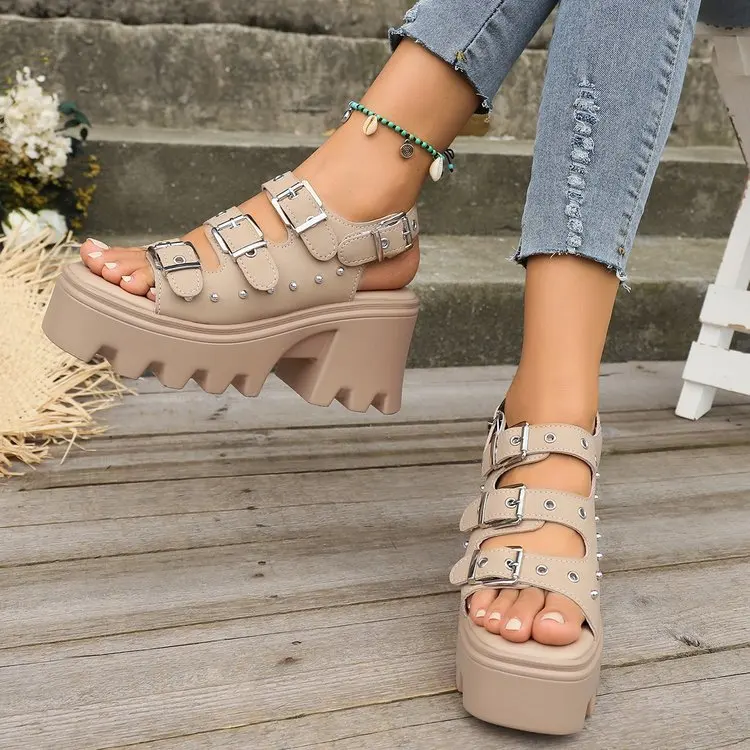 Beige Heeled Sandals 2024 Women\'s Increasing Height Ladies Shoes Summer Black New Elastic Band Girls Fashion Comfort Clogs Spor