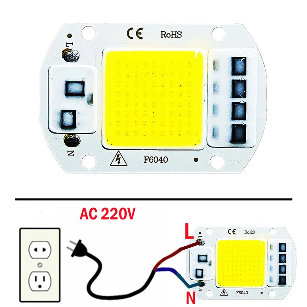 LED COB lampada Bead 20W 30W 50W 220V IP65 Smart IC non c\' è bisogno di Driver fai da te luce di inondazione Led lampadina faretto lampada a Chip