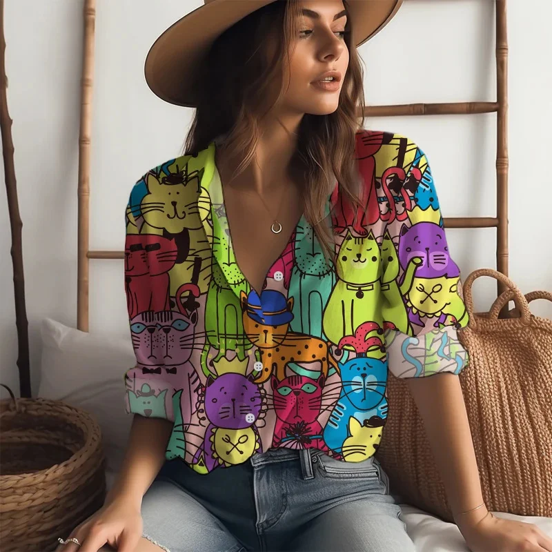 

Street Fashion Women's Lining 3D Digital Printing Animal Graphics Four-Way Stretch Fabric Women's Trendy Tops Shirts