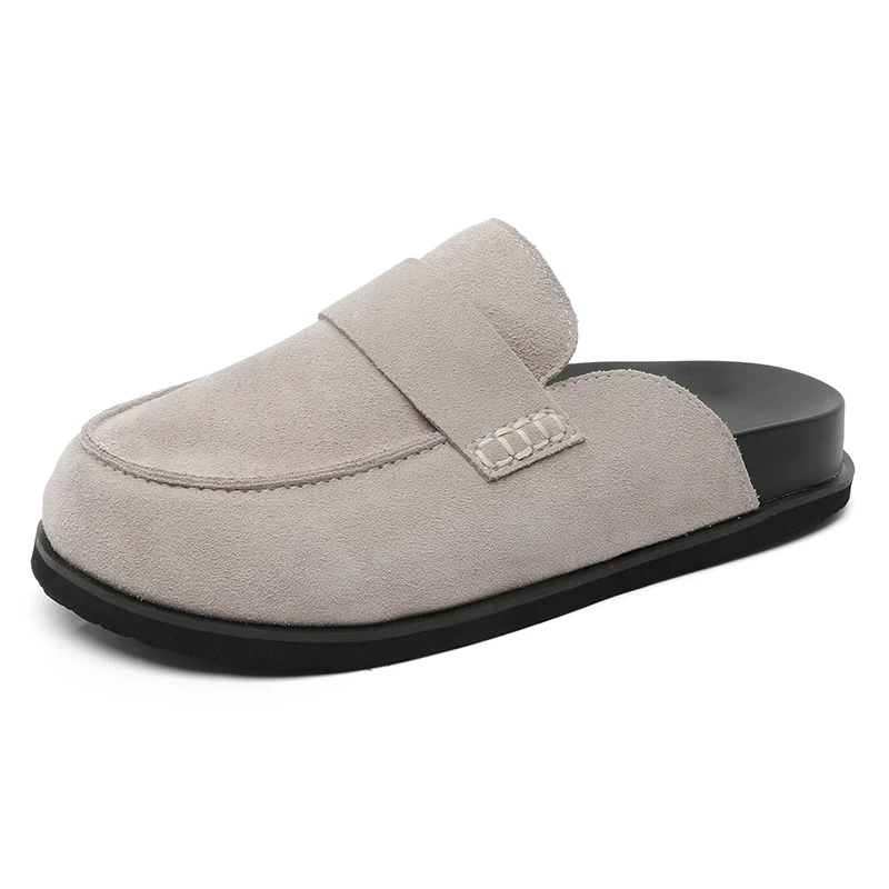 

Big Size Platform Man Mules Half Slippers Open-back Loafers Thick Bottom Casual Shoes Men Slip On Flat Sneakers Slides Sandals