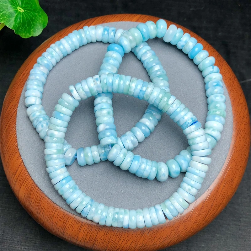 Natural Larimar Bracelet Healing Gemstone Crystal Strand Bangles Healing Reiki Lovers Jewelry Gift 1PCS 6X3MM