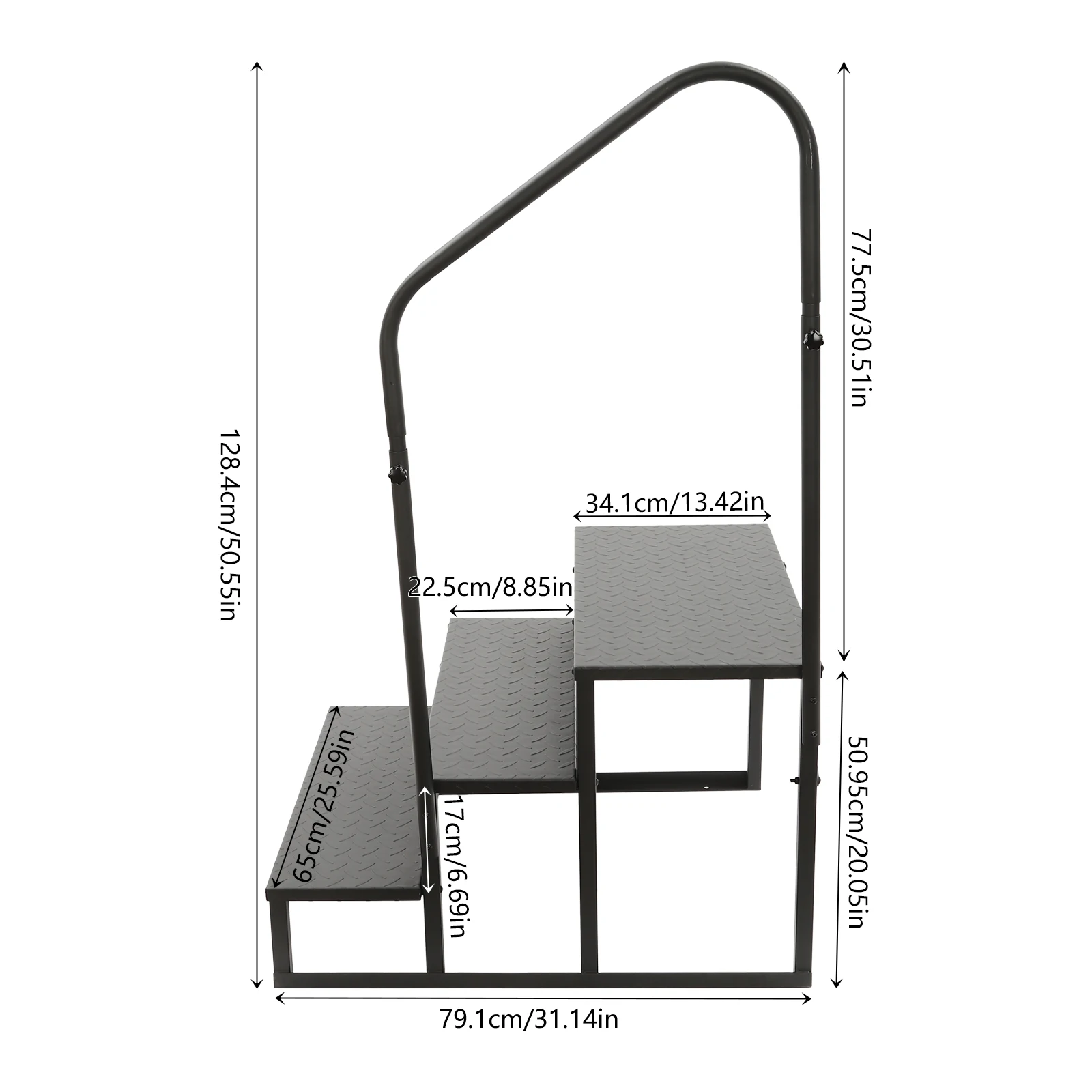 ポータブルステップラダー 3段/4段 ハンドレール付きポーチステップ、トレーラーキャンピングカーRVステップ 耐荷重450ポンド スイミングプールラダー