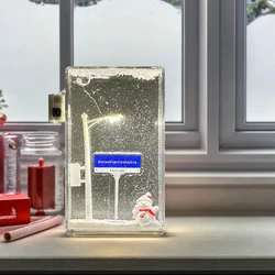 DIY Handmade Snowy Lamp Simulation Snow Scene Street Lamp Decorative Flowing Snow Christmas Night Light Home Room Decorations