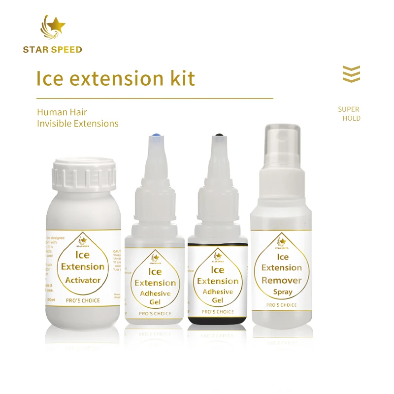 

Star Speed Ice Extension Glue Set Cold Hair Extension Kits with Customized Label