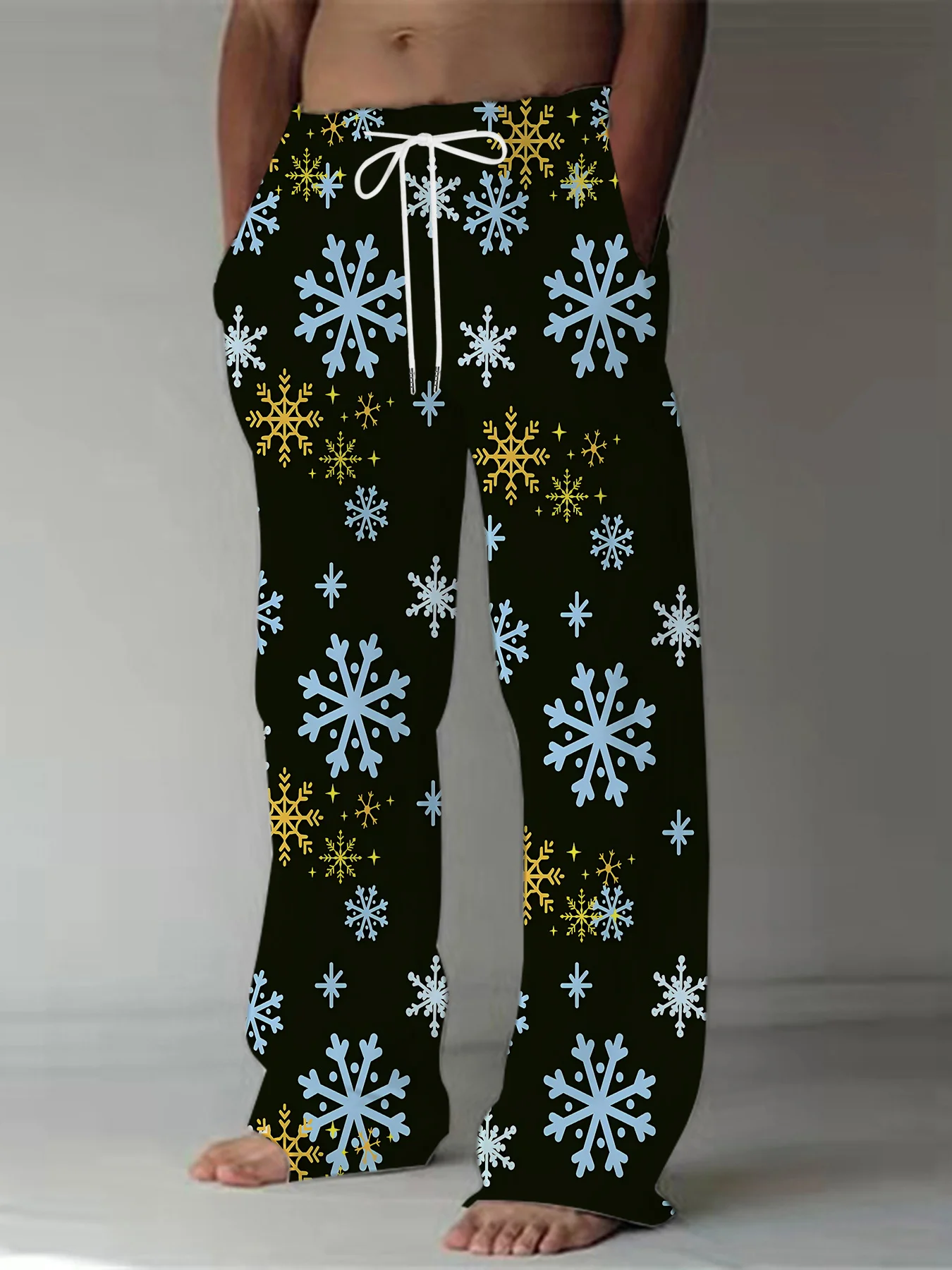 Fit Straight-Leg Pants with Elastic Drawstring Waist - Winter Sleepwear, Beachwear & Christmas Pajama Bottoms