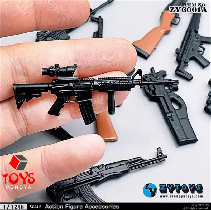 ZYTOYS ZY6001 1/12 MP5 M4 AK47 M1887 Soldier Gun Model 9pcs Mini Scene Accessories Fit 6'' Soldier Action Figure Body Dolls