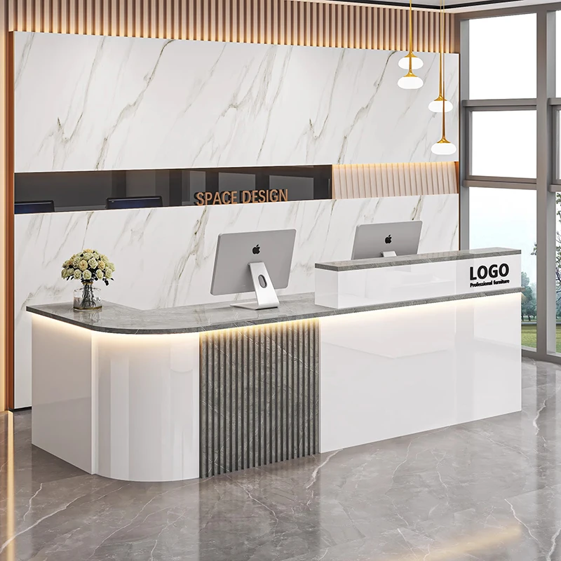 

Modern Nordic Bar Counter Cabinet Trendy Beauty Simple Unique Reception Desks Quality Luxury Mostrador Commercial Furniture