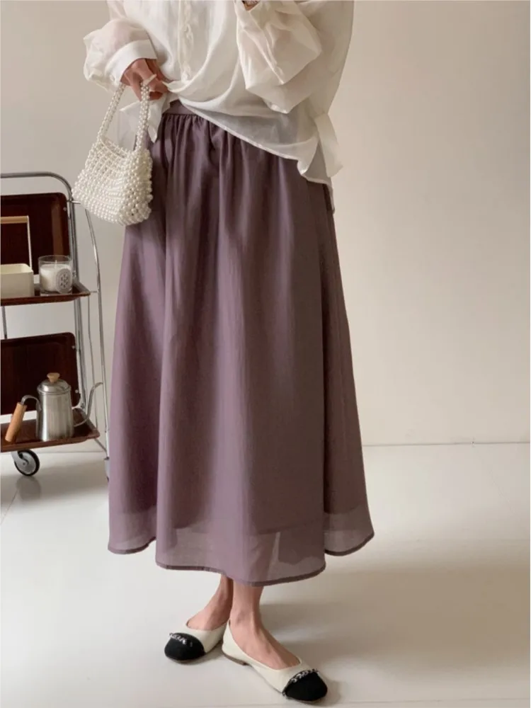 Plus Size Zomer Dames Elegant Luxe Feest Maxi Rok Lyocell Losse Koele Halve Rok Casual Elastische Hoge Taille Strandrok