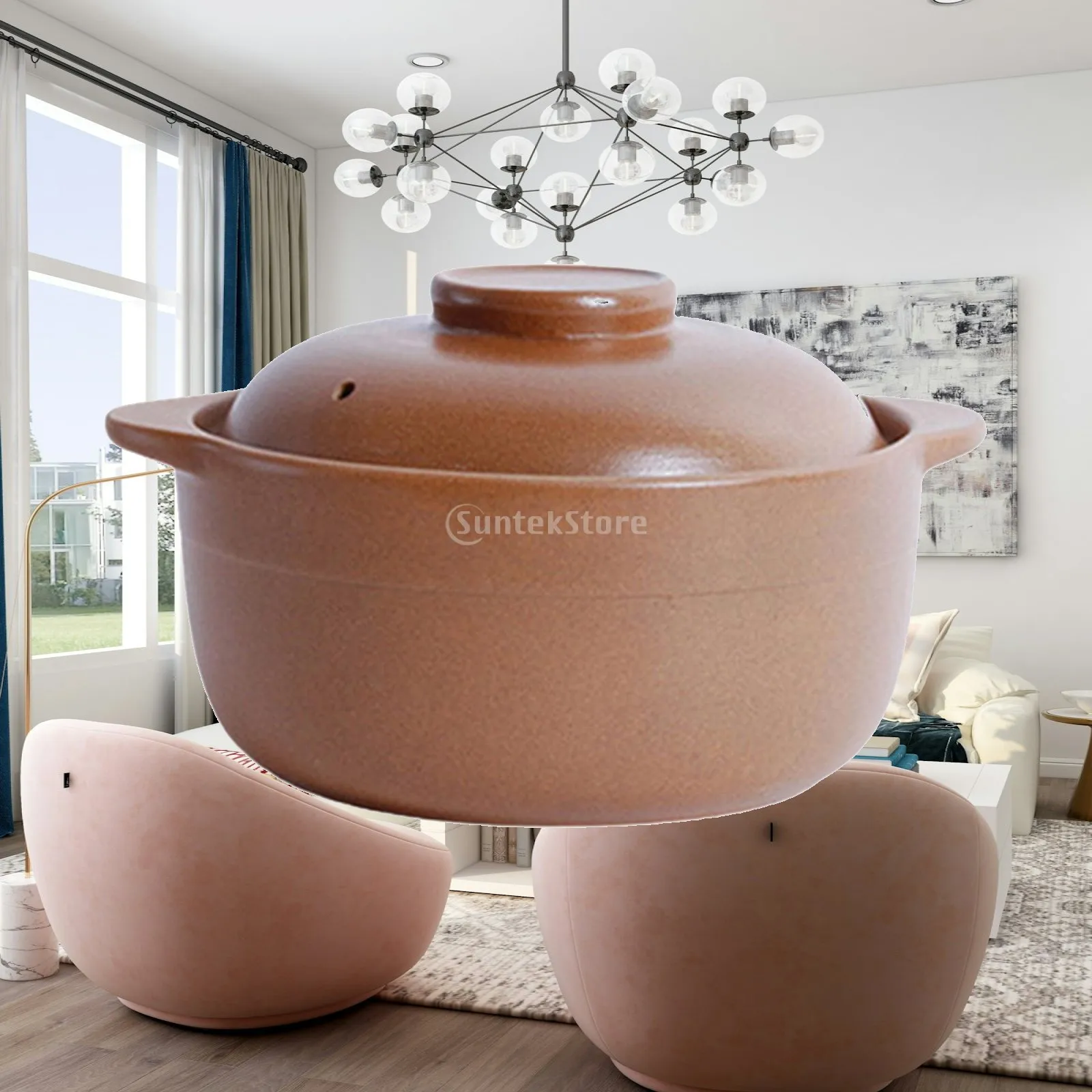 Earthen Cooking Pot Claypot Rice Pot Rice Cooking Casserole Dish Kitchen Accessories Porridge, Soup Clay Pot with Lid