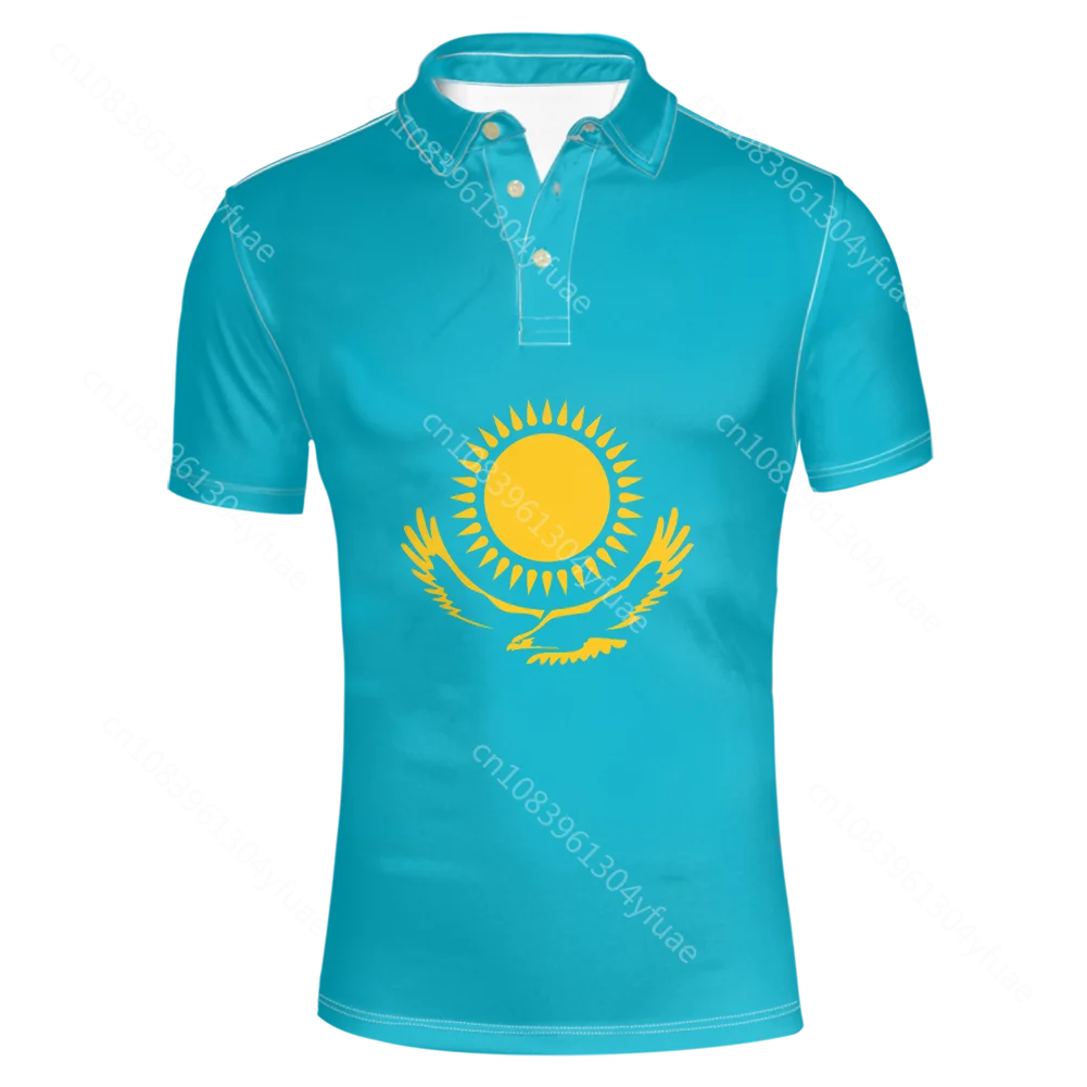 Kazakhstan male custom made name number Logo kaz Lapel T Shirt nation flag kz russian kazakh country college print photo clothes