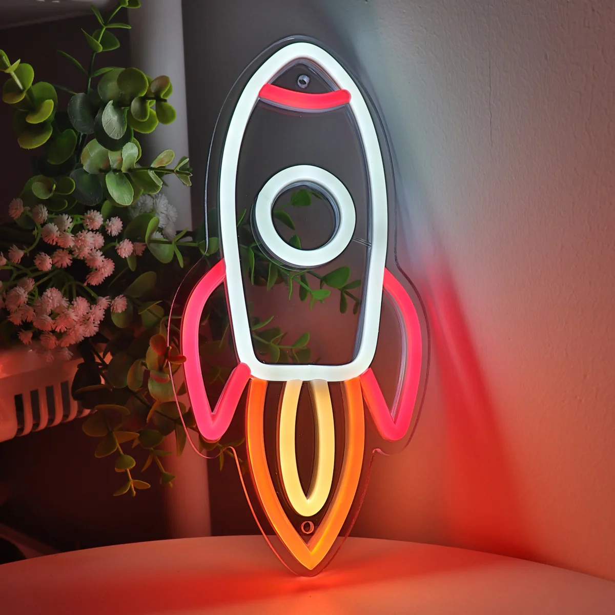 1PC 5V USB Powered Rocket Wall LED Neon Arty Sign Night Light For Kids Room Party Shop Bar Pub Club Decoration 5.12\'\'*10.63\'\'