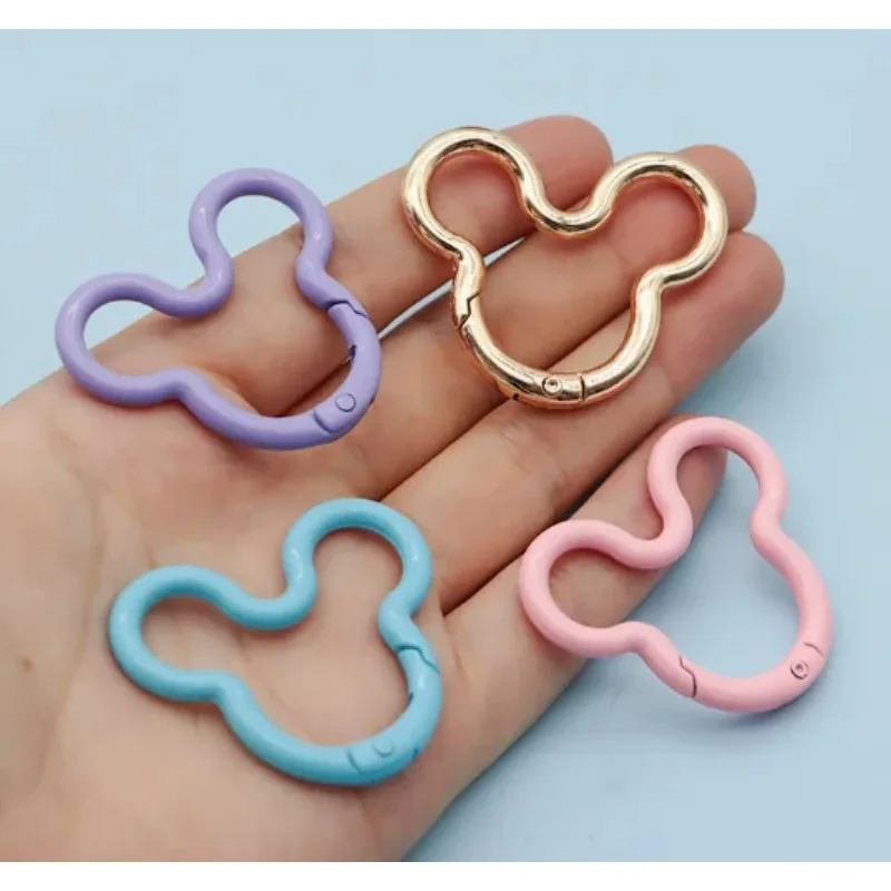 Painted Color Spring Buckle Bear Split Ring Elastic Loop Keychain Lovely DIY Craft Fittings Exquisite Metal Connectors