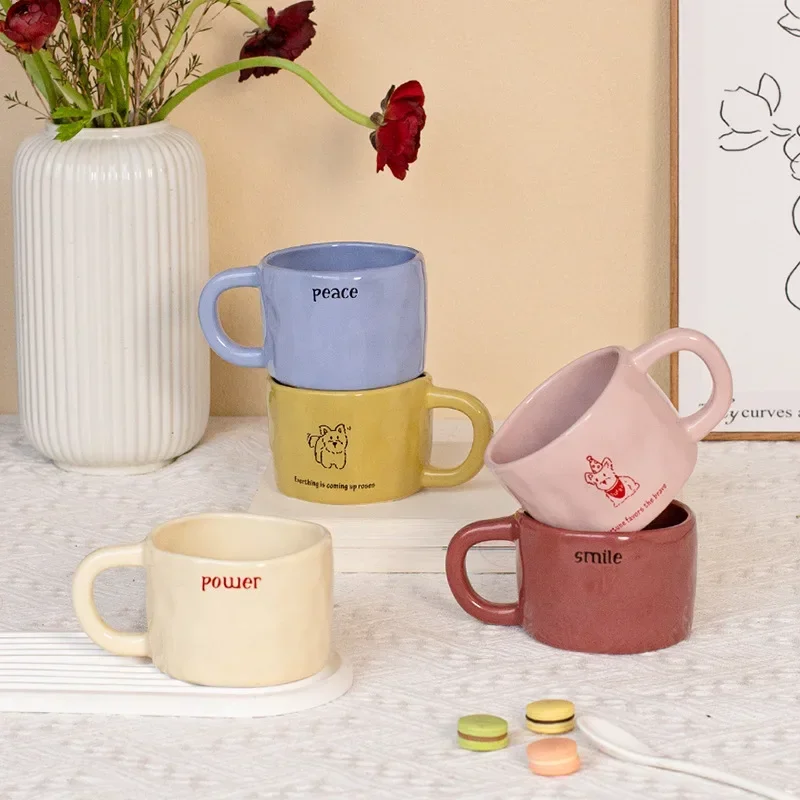 Creative handcrafted irregular ceramic mug, personalized couple water cup office and home carrying gift cup coffee cups