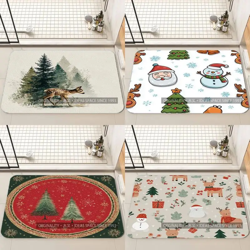 

Коврик с рождественским узором, украшение для гостиной, домашний диван, нескользящий ковер, кабинет, спальня, татами, детский мягкий напольный коврик