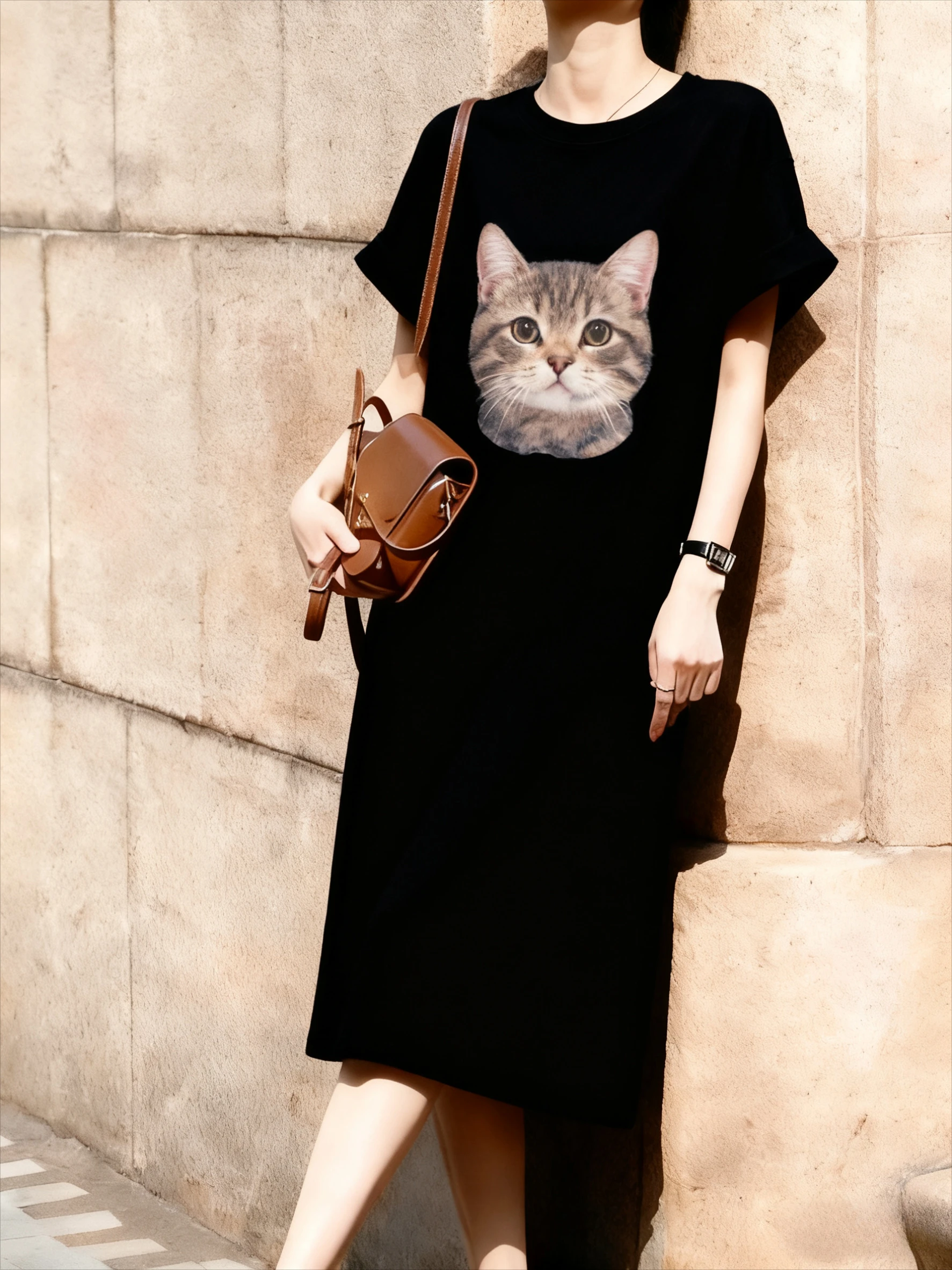 

Милое спортивное платье с короткими рукавами и принтом кота из мультфильма, платье выше колена средней длины, летние хлопковые длинные футболки для отдыха