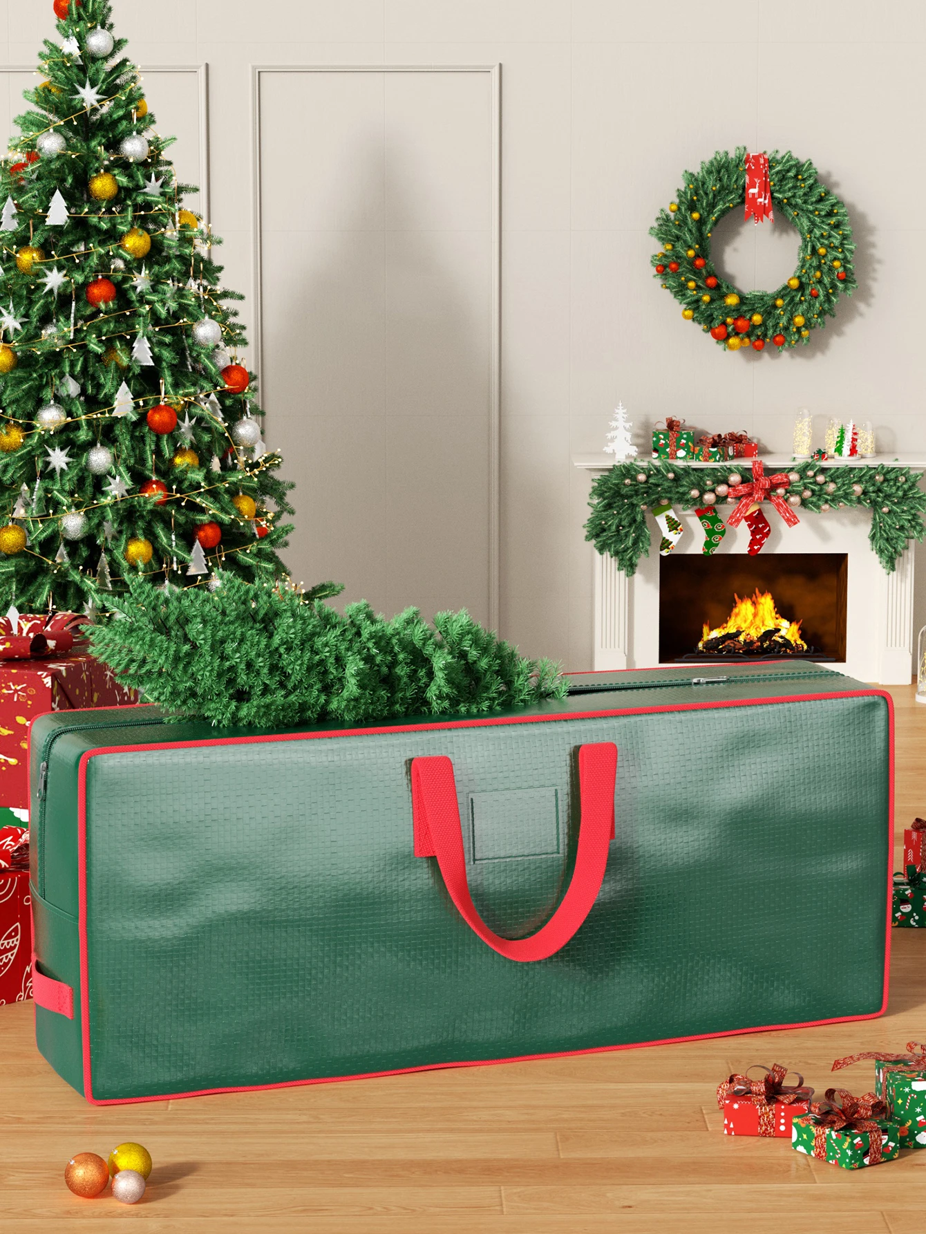 Sac de rangement pour arbre de noël, sac de rangement robuste, sac de protection pour arbre de noël, poignée et fermeture éclair renforcés
