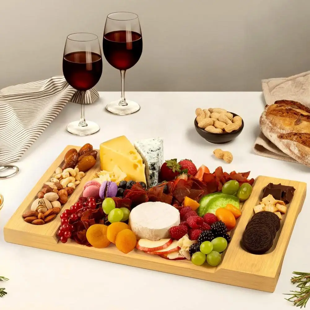 Wooden Chopping Board Gourmet Meats Platter Bamboo Chopping Board with Grooves Personalized Charcuterie Cheese for Kitchen