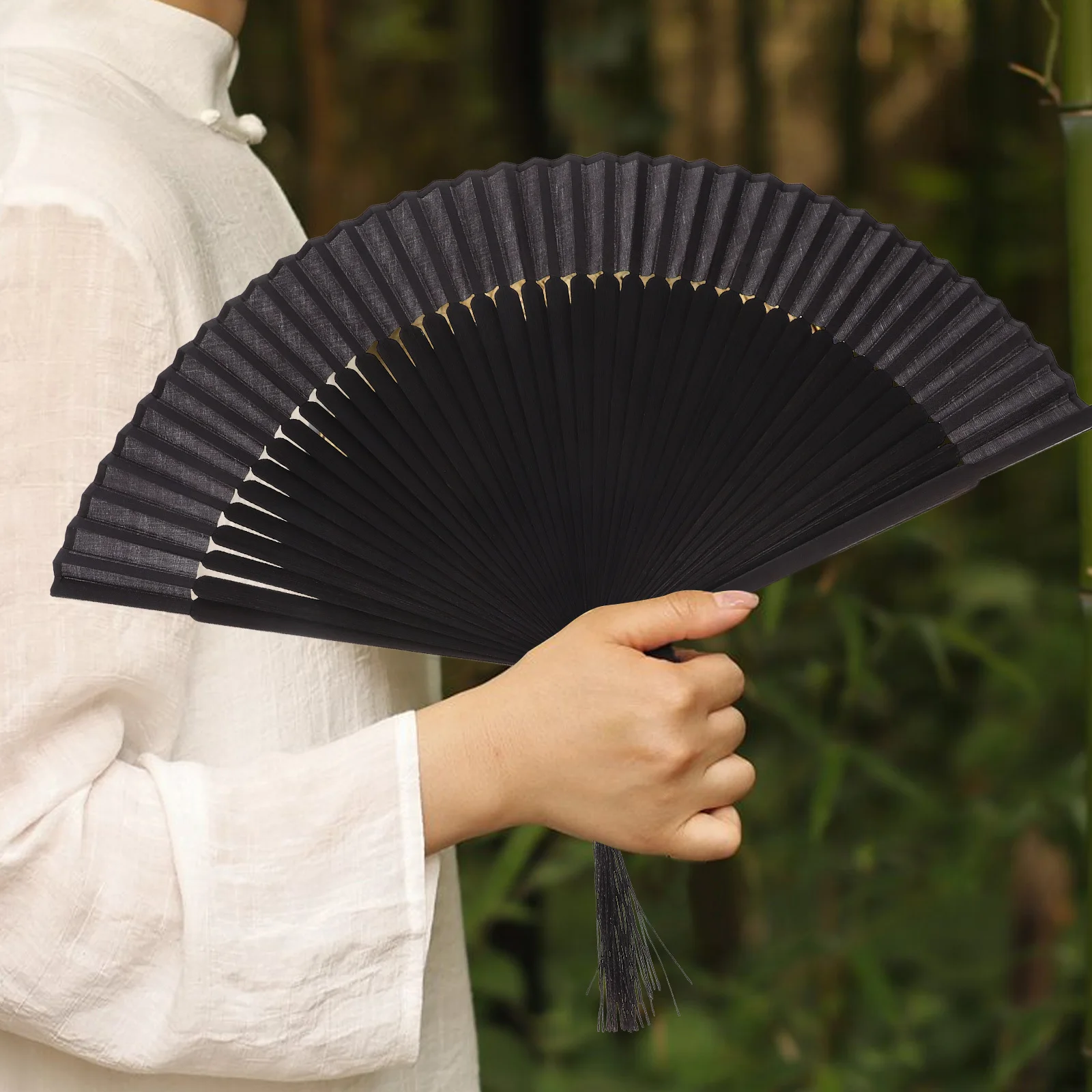 

Black Folding Fan Vintage Hand Held Fan Classical Pattern Foldable Dance Performance Photography Prop Traditional Folding Fans