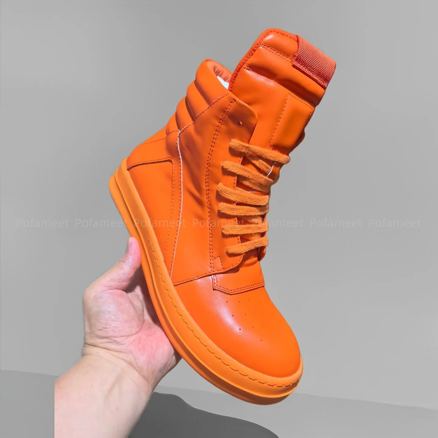 Women Men Casual Shoes High Top Round Toe Fashion Sneakers Top Quality Patchwork Genuine Leather Flats Shoes Neutral Loafers