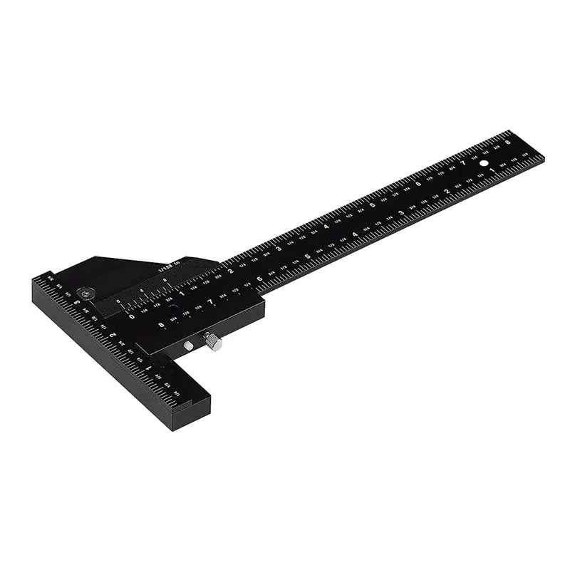 (ABAB) Woodworking Tool T Ruler Sliding Gauge Aluminum Alloy Scribe Ruler Depth Gauge T-Square Scribing Measuring Tool