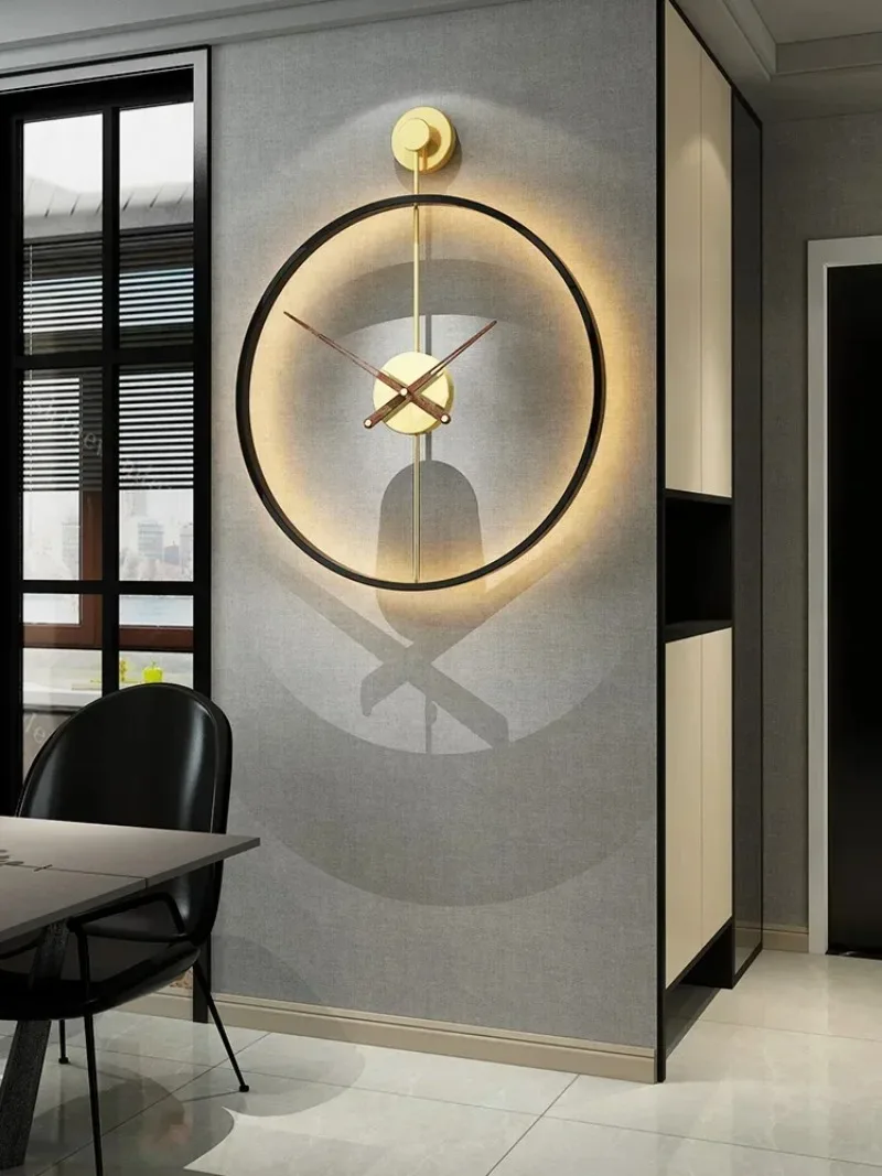 Spain Large Wall Clock Modern Silent Watches LED Light Creative Luxury Gold Clocks Wall Home Decor Living Room Decoration Gift