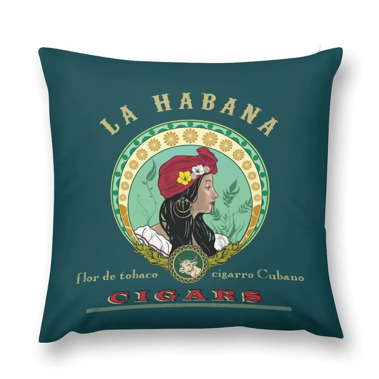 La Habana Cigars Throw Pillow Cusions Cover pillows decor home pillow