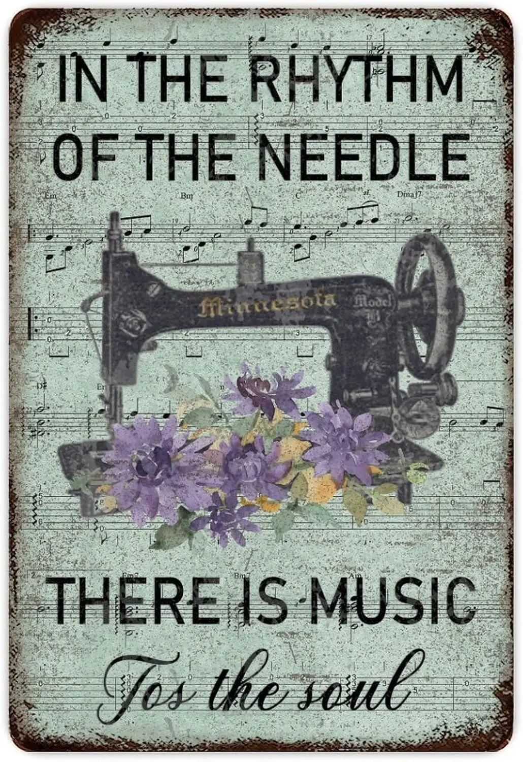 in The Rhythm of Needle There Is Music for Soul sheet Name Sewing Room Metal Tin Sign  Home Tailor Shop Wall Decor Art Funny Lov