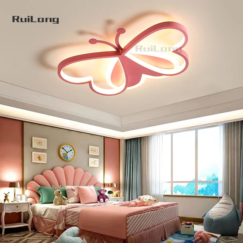 

Cartoon Led Butterfly Ceiling Light For Kids Room Baby Nursery Decor Plafon Pink Chandelier Children Princess Girls Bedroom Lamp