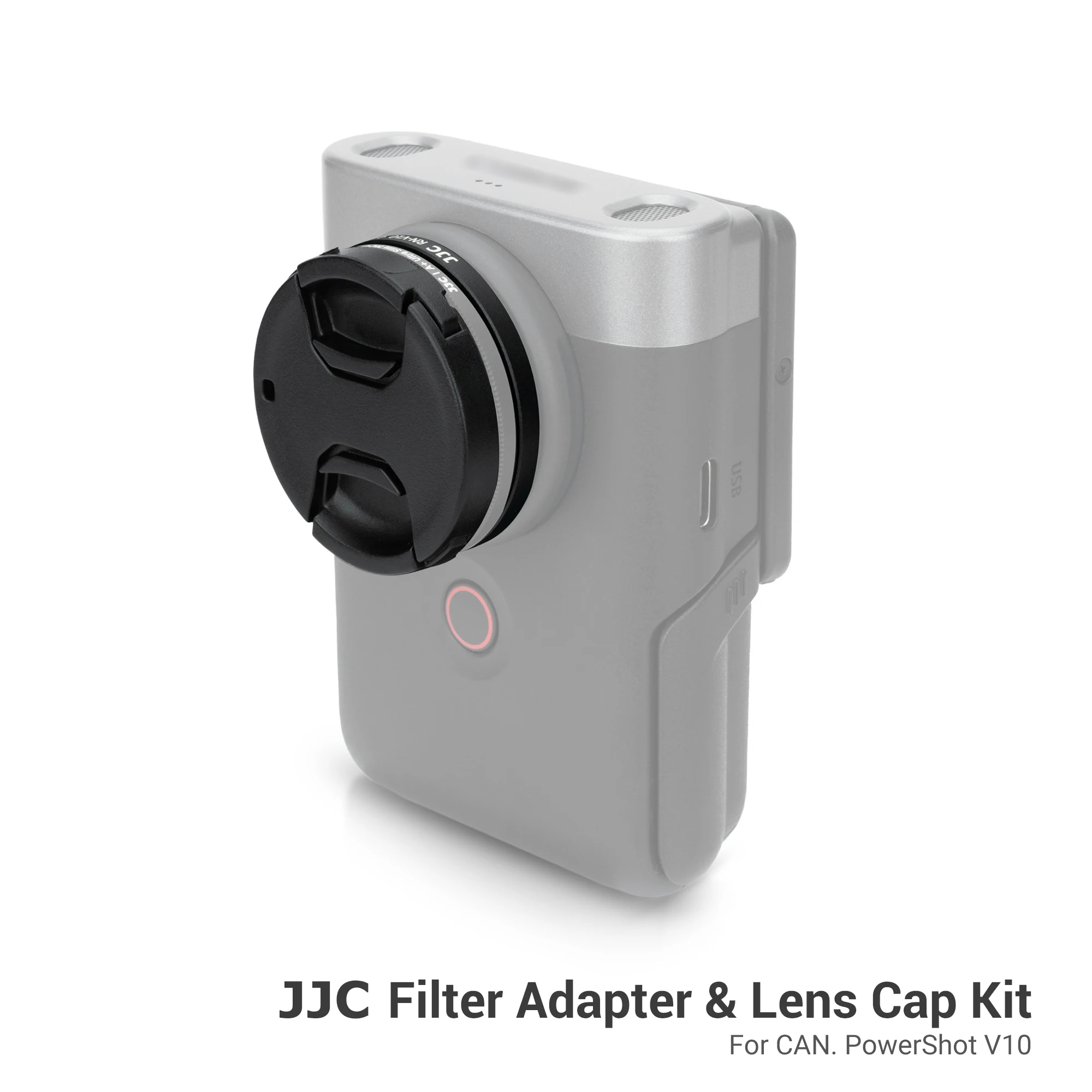 JJC Adherent Thread Filter Adapter Lens Adapter Ring for Canon V10 Camera Includes 37mm Snap-On Lens Cap & Cap Keeper String