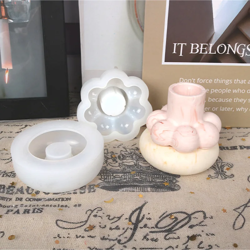 DIY Crystal Drop Glue Candle Holder Molds Candle Stands Scented Candles Silicone Molds Donut Candle Holders Gypsum Epoxy Resin